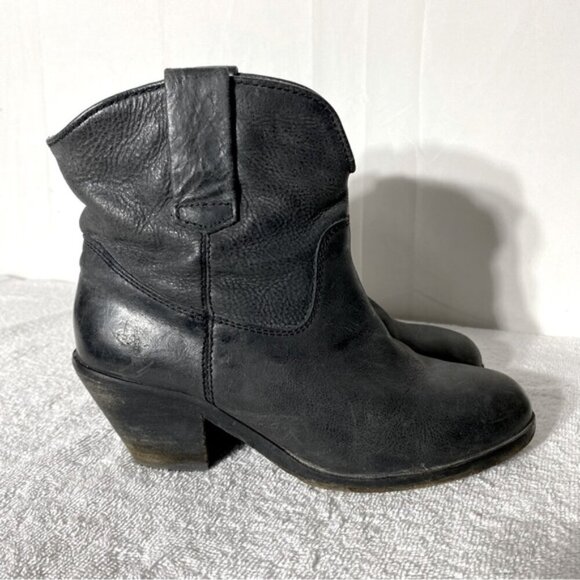 Corral Dark Grey Black Leather Western Ankle Cowboy Boots Booties 8.5 - Picture 1 of 14